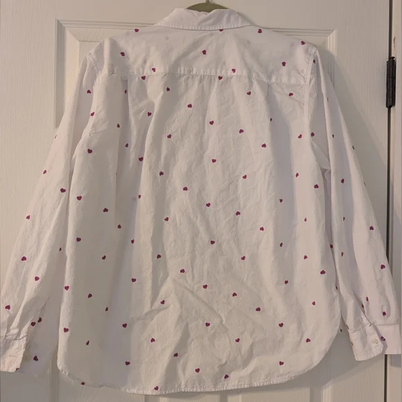 White Button-Up Shirt with Pink Accents - Picture 5 of 6